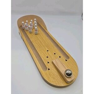 Desktop Mini Bowling Game Wooden Pins Metal Ball Desktop Toy